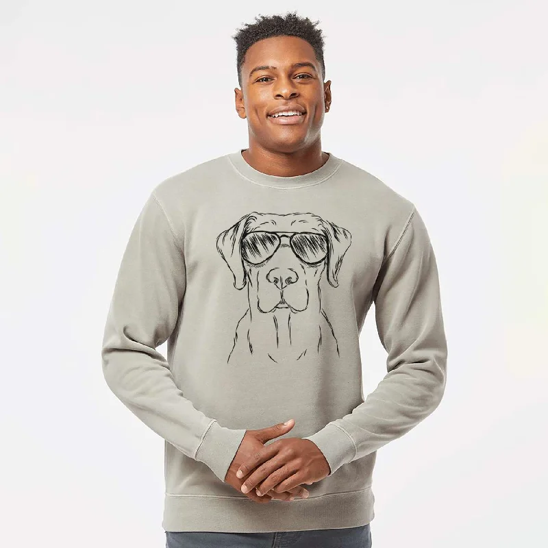 Aviator Rowdy the Labrador Retriever - Unisex Pigment Dyed Crew Sweatshirt