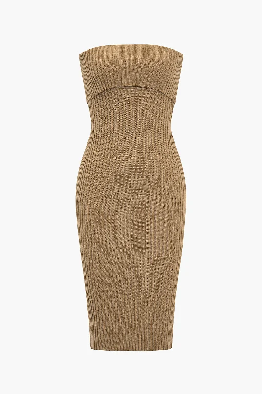 Knit Backless Strapless Dress