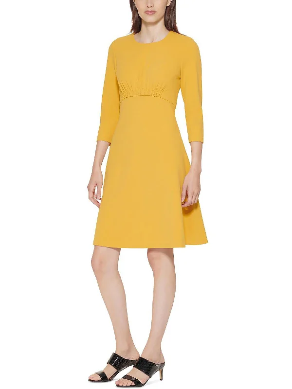 Womens Gathered Above Knee Fit & Flare Dress