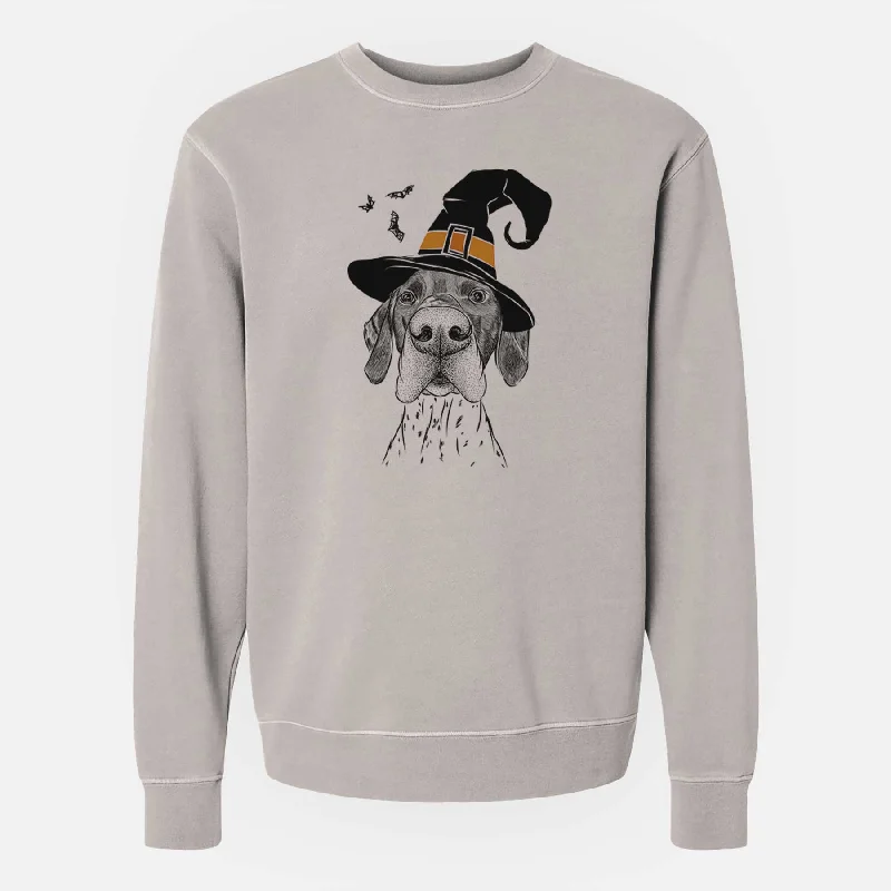 Witch Booze the German Shorthaired Pointer - Unisex Pigment Dyed Crew Sweatshirt