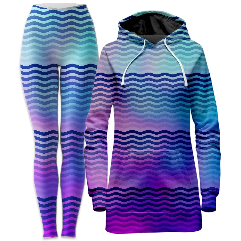 Beach Waves Hoodie Dress and Leggings Combo