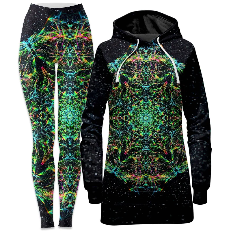 Green Prism Hoodie Dress and Leggings Combo