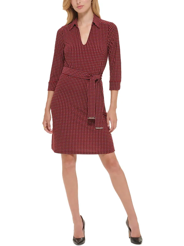 Womens Jersey Houndstooth Sheath Dress