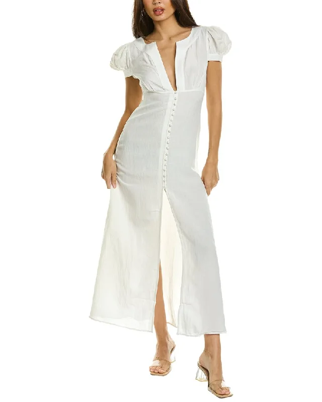 SHANI SHEMER Zoe Buttoned Linen-Blend Maxi Dress