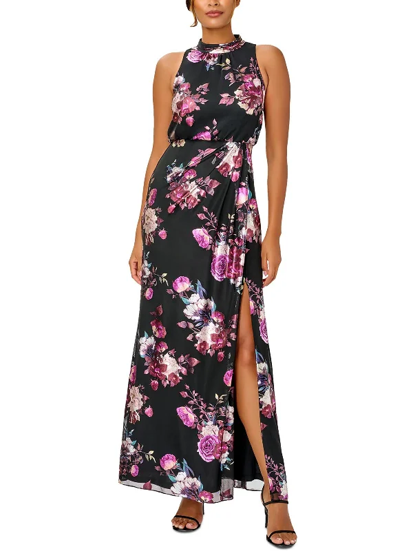 Womens Mesh Floral Maxi Dress