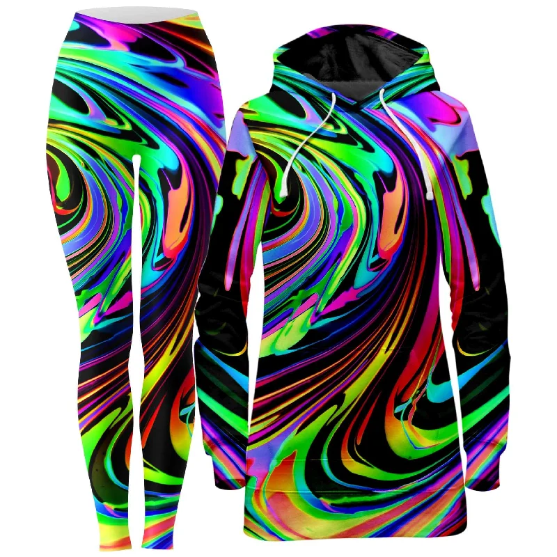 Cosmic Swirl Hoodie Dress and Leggings Combo