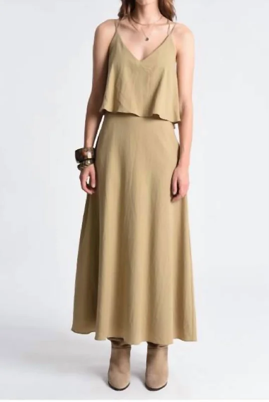 Criss-Cross Dress In Light Khaki