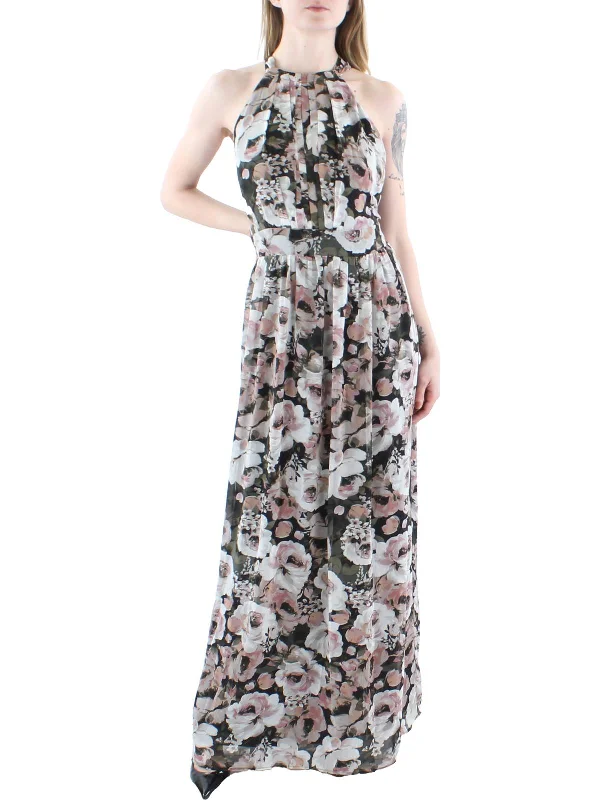 Womens Halter Floral Maxi Dress