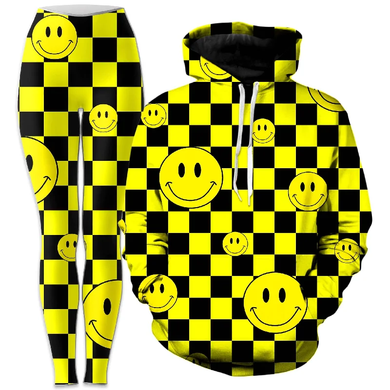 Smile Checkerboard Hoodie and Leggings Combo