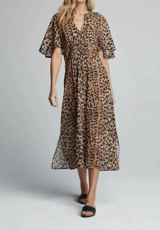 Clark Caftan Dress In Cheetah Print