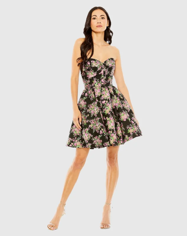 Strapless Brocade Mini Dress