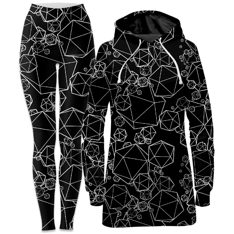 Icosahedron Madness Black Hoodie Dress and Leggings Combo