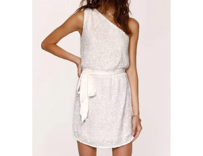 Sigrid Sequin One Shoulder Dress In Ice