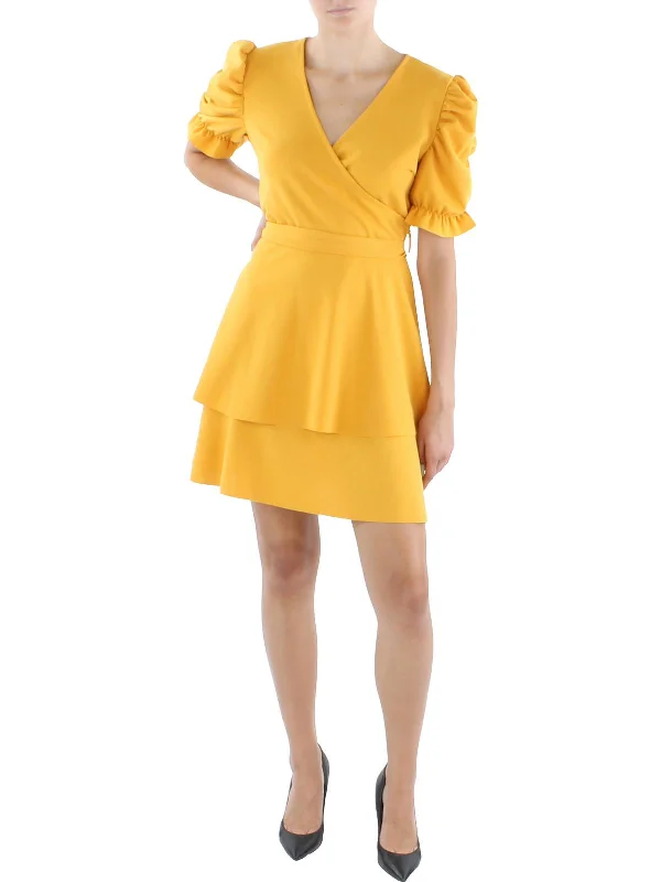 Womens Tiered Above Knee Fit & Flare Dress