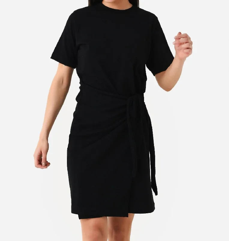 Side Tie Dress In Black