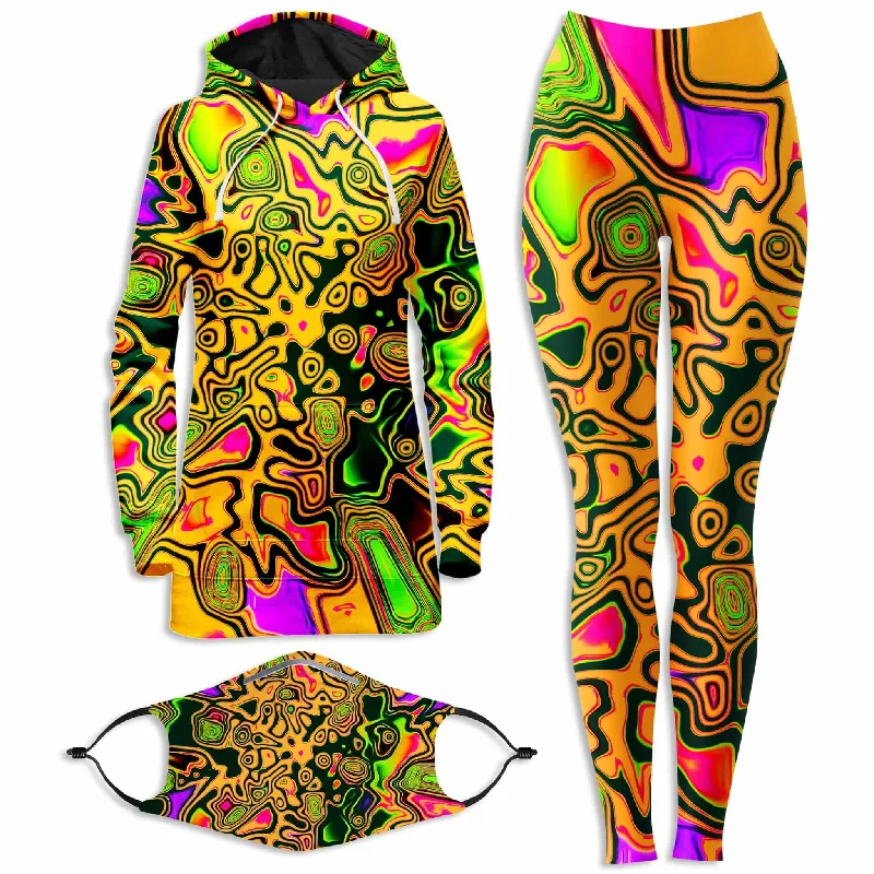 Splash Of The 90s Hoodie Dress and Leggings with PM 2.5 Face Mask Combo