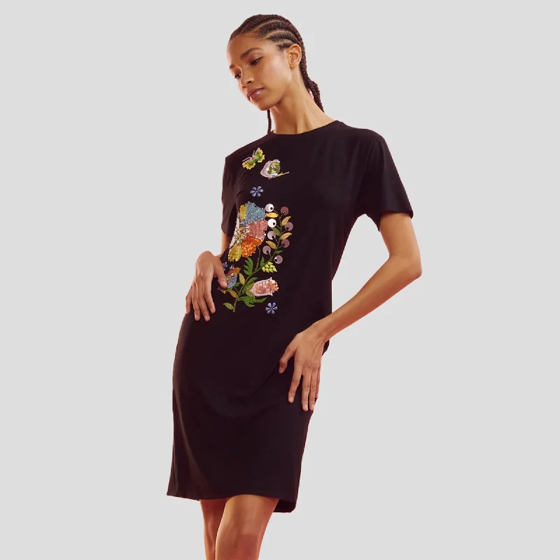 EMBROIDERED TEE DRESS