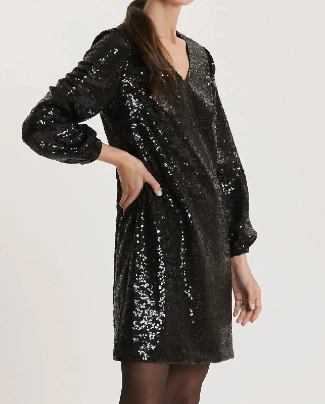 Porter Sequin Dress In Black