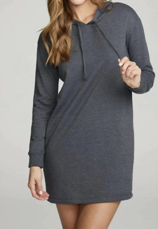 Long Sleeve Hoodie Dress In Phantom