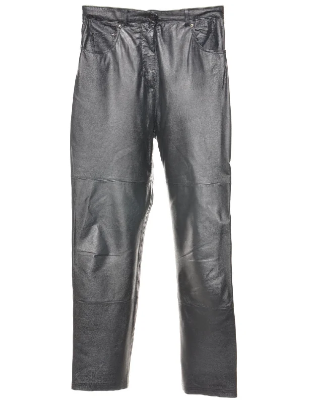 Black Leather Trousers - W30 L31