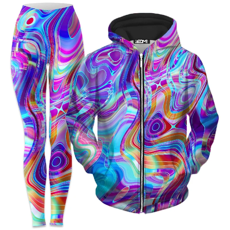 Aqua Realm Zip-Up Hoodie and Leggings Combo