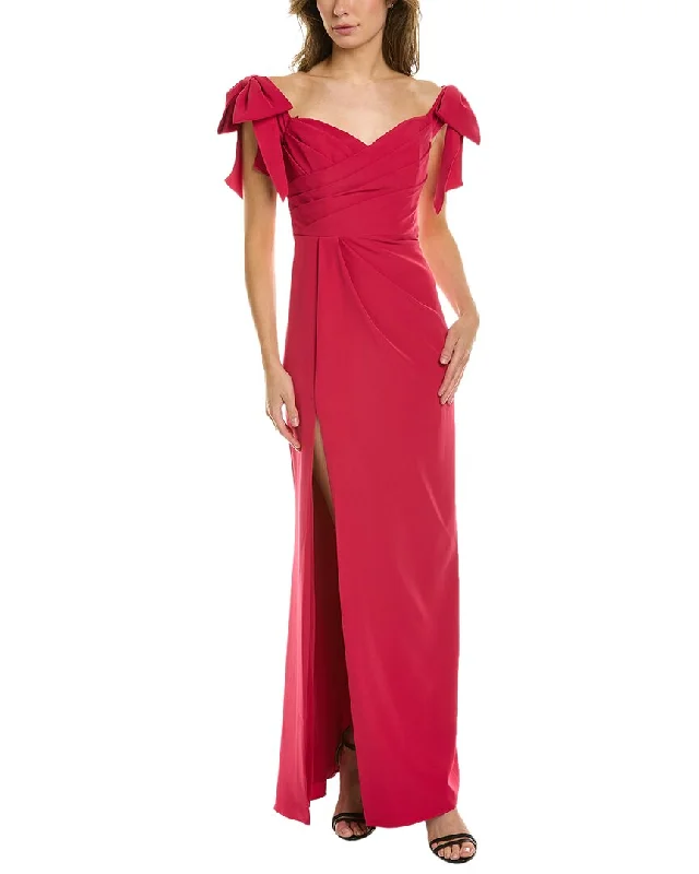 Marchesa Notte Pleated Column Gown